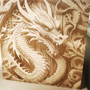 3D Dragon on Pine Board