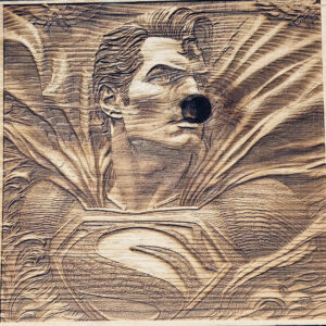 3D Engraving of SUPERMAN on 12' x 12 Pine Board