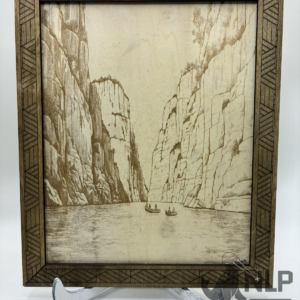 LASER ENGRAVE GROS MORNE PROCESSED ON BIRCH WOOD INCLUDES STAIN FRAME & STAND 11X12