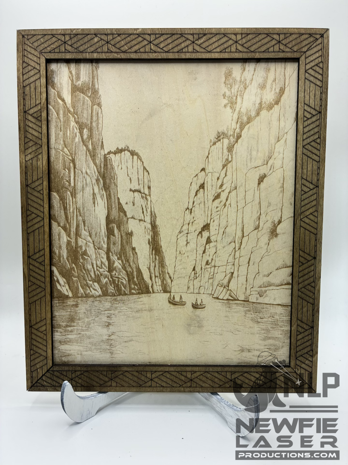 LASER ENGRAVE GROS MORNE PROCESSED ON BIRCH WOOD INCLUDES STAIN FRAME & STAND 11X12