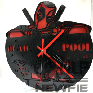 LASER CUTOUT DEADPOOL CLOCK PROCESSED ON LAYERS OF PINE WOOD