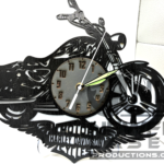 LASER CUTOUT HARLEY DAVIDSON CLOCK PROCESSED ON LAYERS OF PINE WOOD