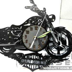 LASER CUTOUT HARLEY DAVIDSON CLOCK PROCESSED ON LAYERS OF PINE WOOD