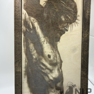 LASER ENGRAVE 3D ILLUSION JESUS ON THE CROSS PROCESSED ON PINE INCLUDES FRAMES & STAND 10X14