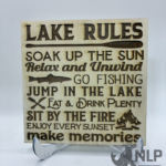 VARIOUS LAKE RULES LASER ENGRAVING 1/2 PINE WOOD 6X6