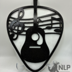 LASER CUTOUT LAYERED GUITAR PIC PROCESSED ON LAYERS OF PINE WOOD