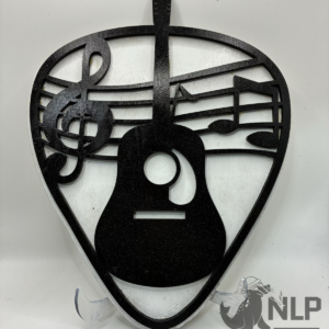 LASER CUTOUT LAYERED GUITAR PIC PROCESSED ON LAYERS OF PINE WOOD