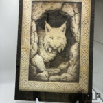 DEEP LASER ENGRAVE LYNX IN CAVE INCLUDES STAND 11x14