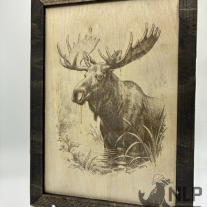 DEEP LASER ENGRAVED MOOSE IN THE BUSHES INCLUDES FRAMES & STAND 11x14