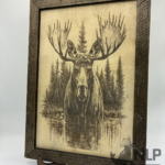 DEEP LASER ENGRAVED MOOSE IN WATER INCLUDES FRAMES & STAND 11x14