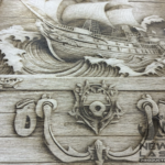 DEEP LASER ENGRAVED CUTOUT OF A PIRATE CHEST INCLUDES FRAMES & STAND 11x14