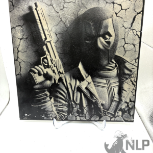 LASER ENGRAVE DEADPOOL PROCESSED ON CERAMIC TILE INCLUDES STAND 12X12