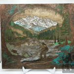 LASER ENGRAVE 3D ILLUSION PAINTED GUY FLY FISHING FISHING PAINTED WITH CLEAR COAT PROCESSED TILE INCLUDES STAND 12X12
