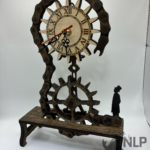 LASER CUTOUT CHAIN CLOCK WITH LINKED CHAIN PROCESSED ON LAYERS OF PINE WOOD