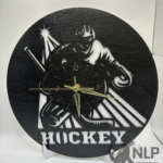 LASER CUTOUT HOCKEY GOALIE CLOCK PROCESSED ON LAYERS OF PINE WOOD