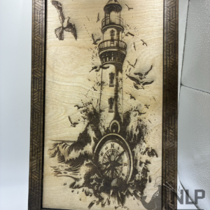 DEEP LASER ENGRAVED LIGHTHOUSE FRAMES 10x14 1 PROCESSED ON LAYERS OF PINE WOOD