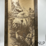 DEEP LASER ENGRAING POLO BEAR DIVING INTO WATER STAIN STANDS INCLUDED 10X14